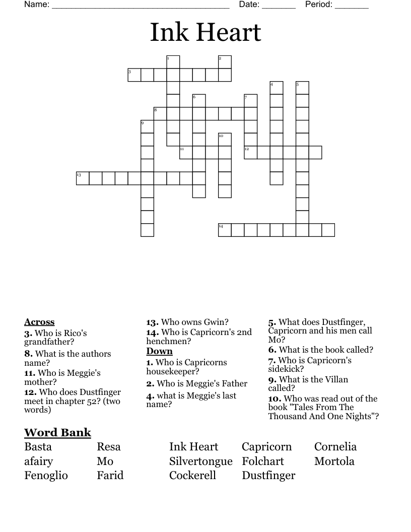 Ink Heart Crossword WordMint