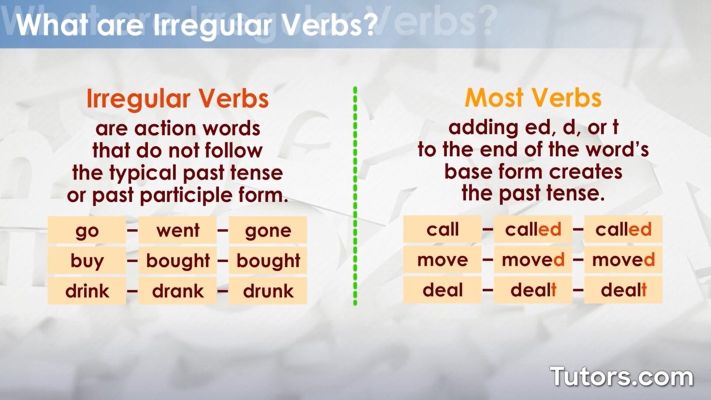 Irregular Verbs Definition And Examples