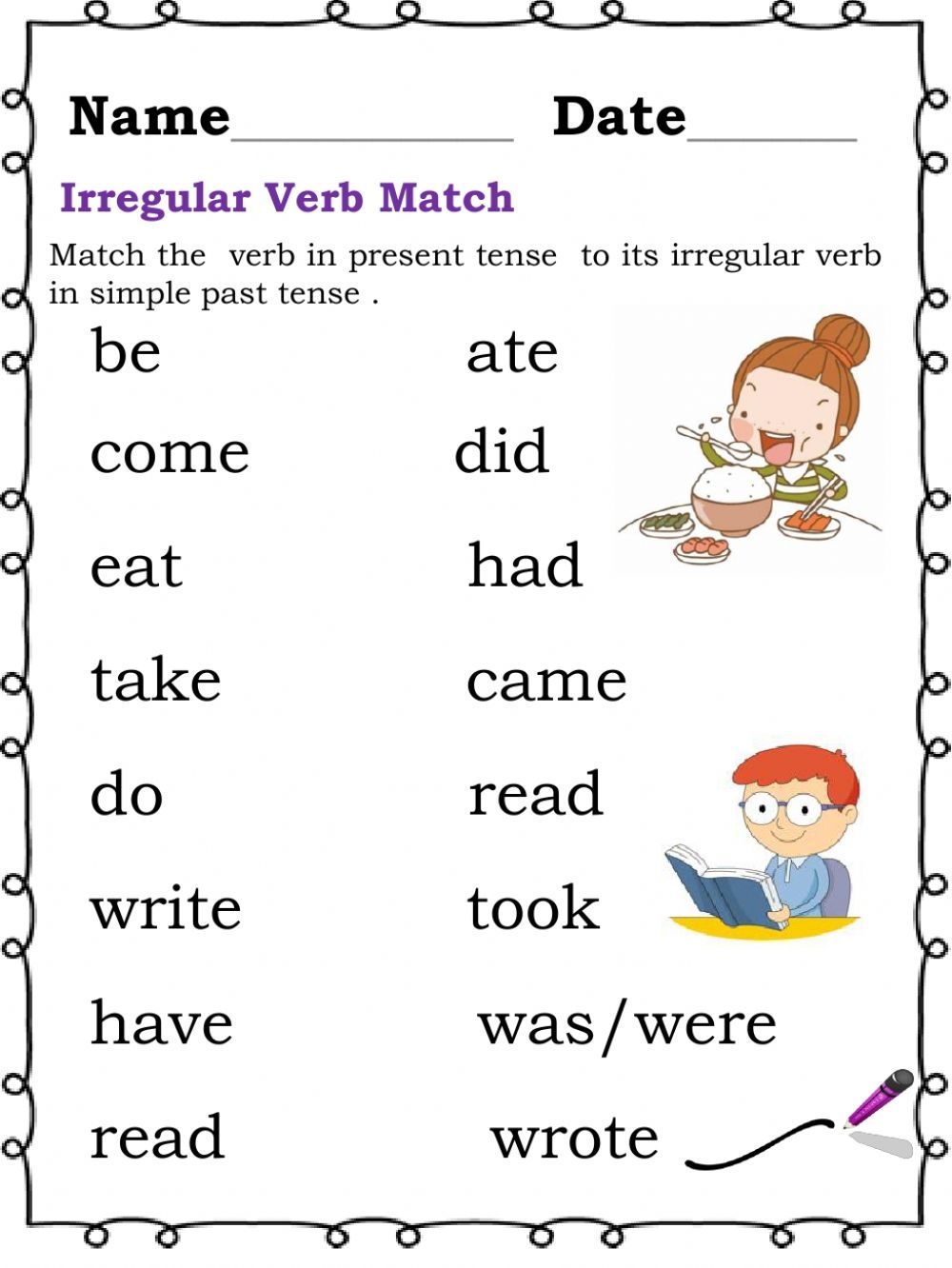 Irregular Verbs Online Exercise For Elementary