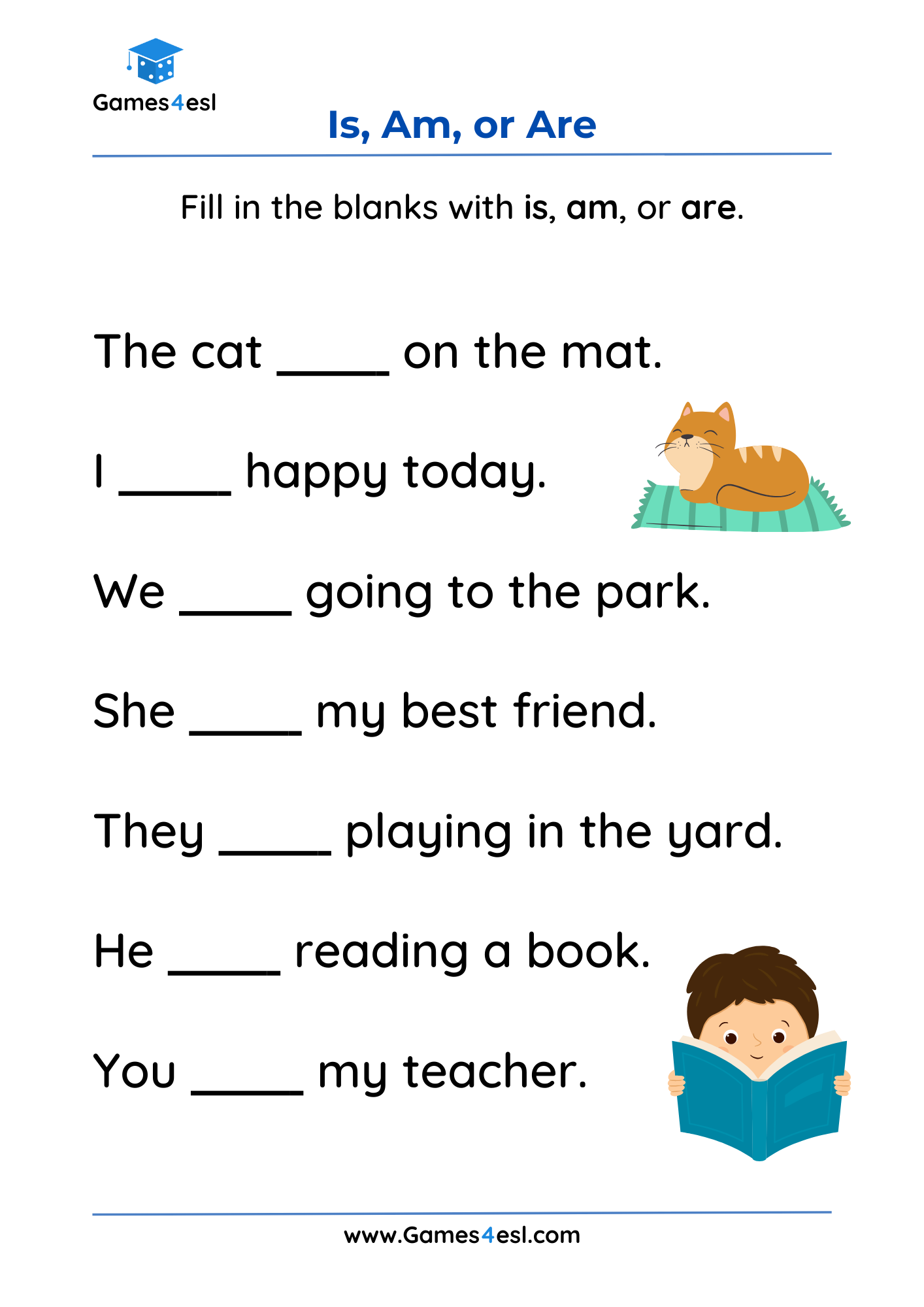 Is Am Are Worksheets Games4esl