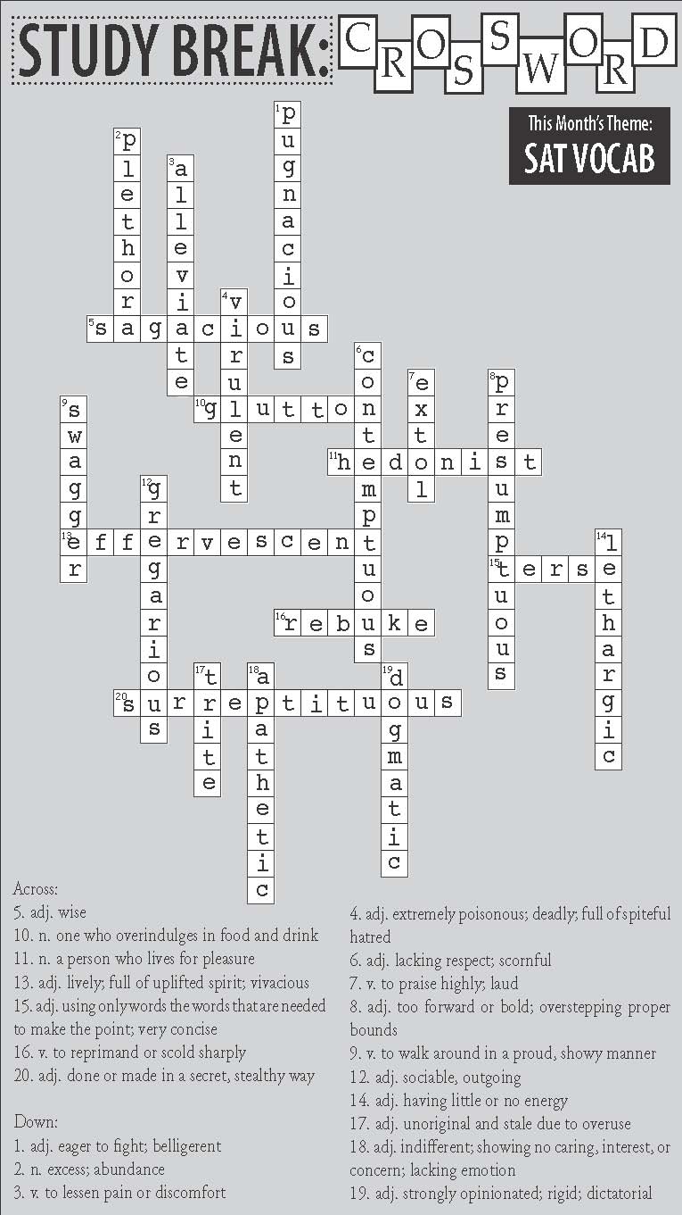 Issue One Study Break Answer Key Crossword Puzzle The Southerner Online