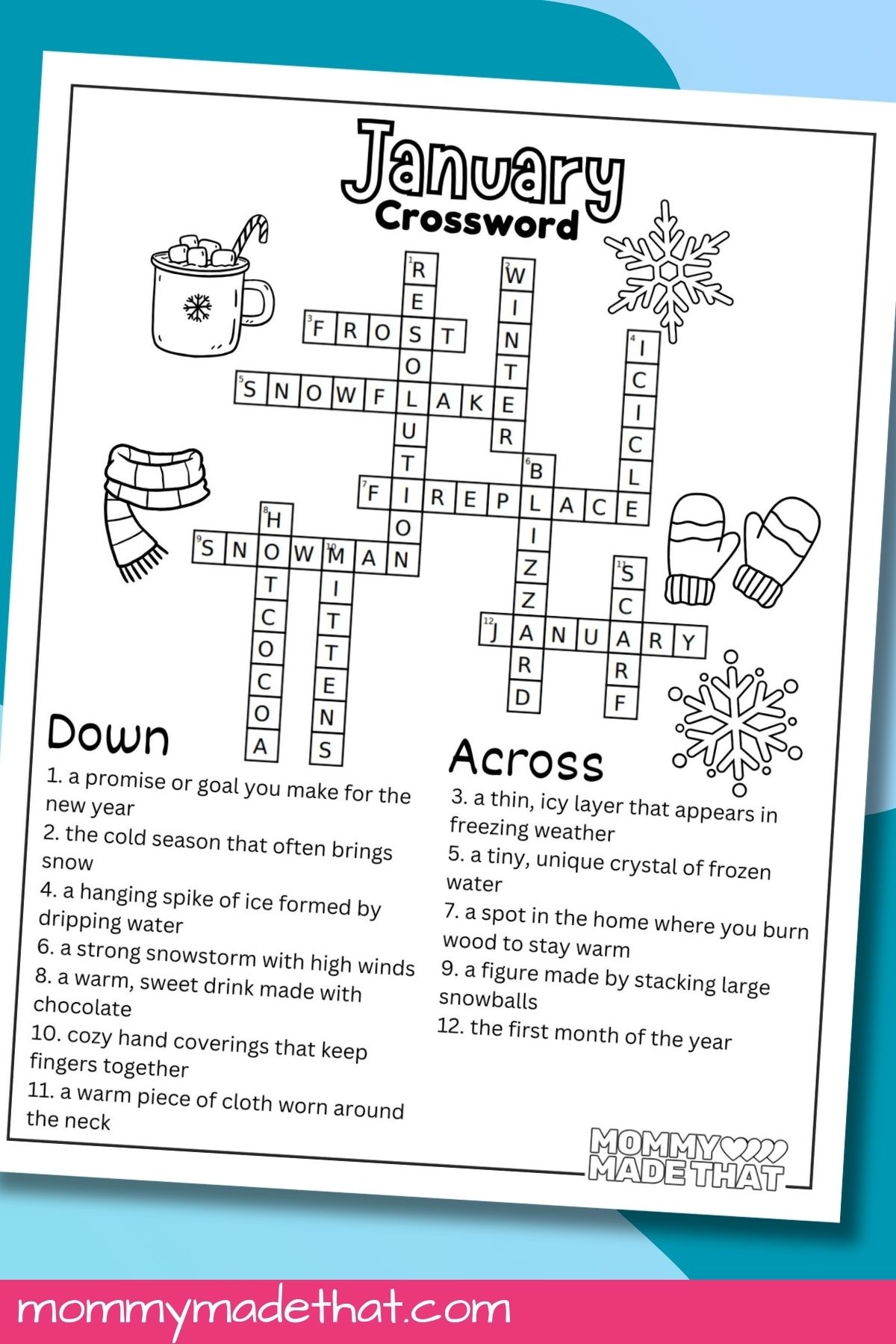 January Crossword Puzzle Free Printable For Kids January Crossword Puzzle Free Printable For Kids