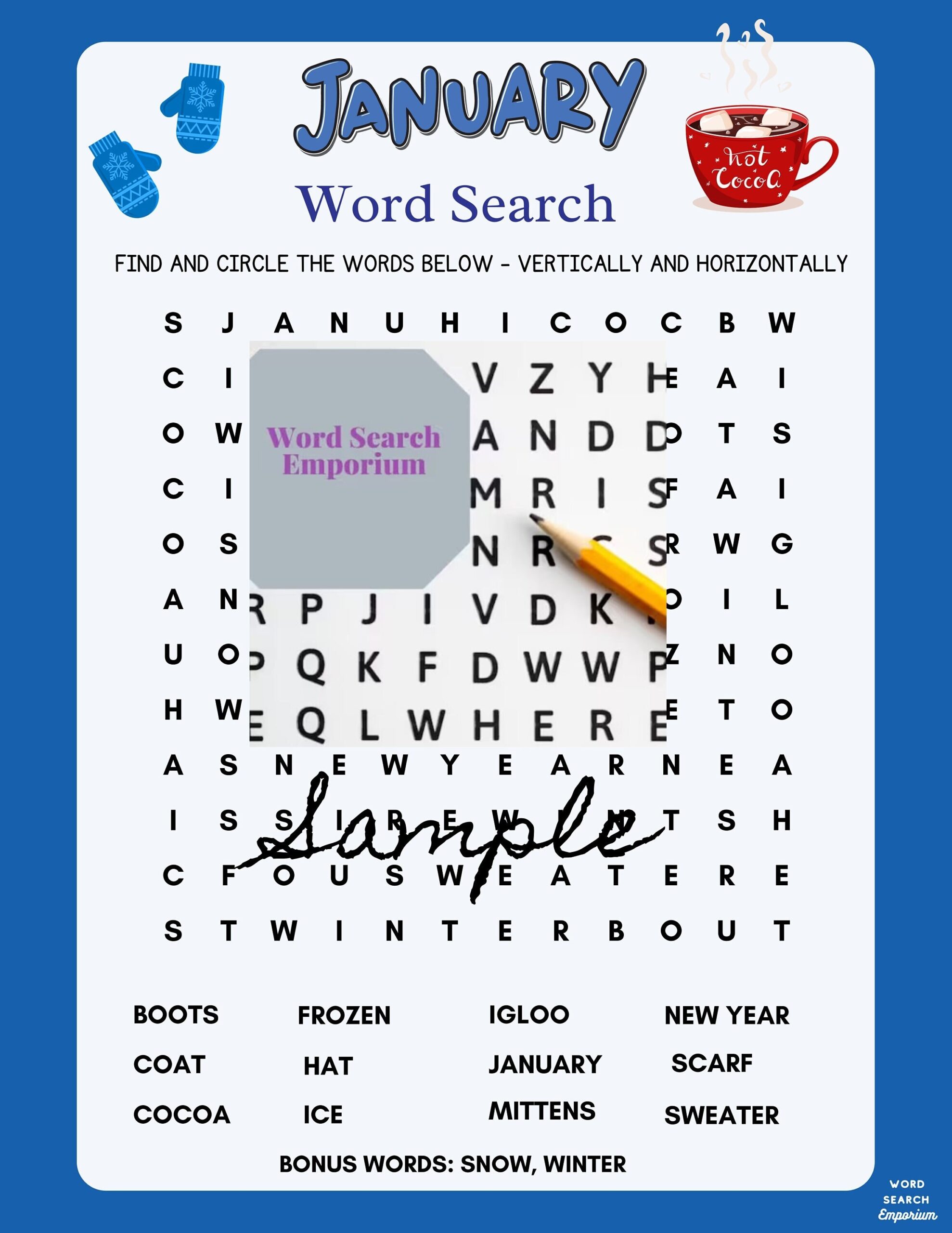 January Word Search Kids Will Have Fun Looking For Various Words Related To The Month Of January Great For Classrooms Or Family Game Night Etsy