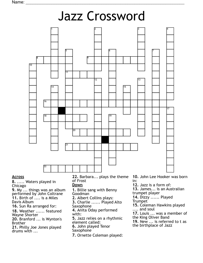 Jazz Crossword WordMint