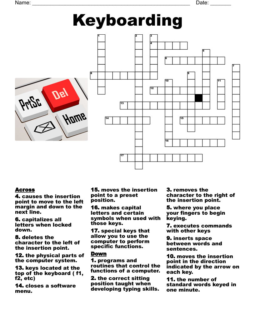 Keyboarding Crossword WordMint