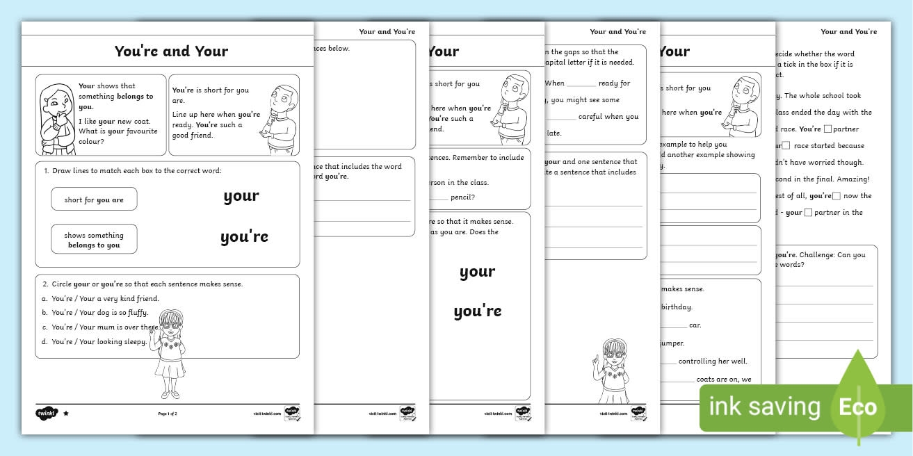 KS1 You re Or Your Differentiated Worksheets