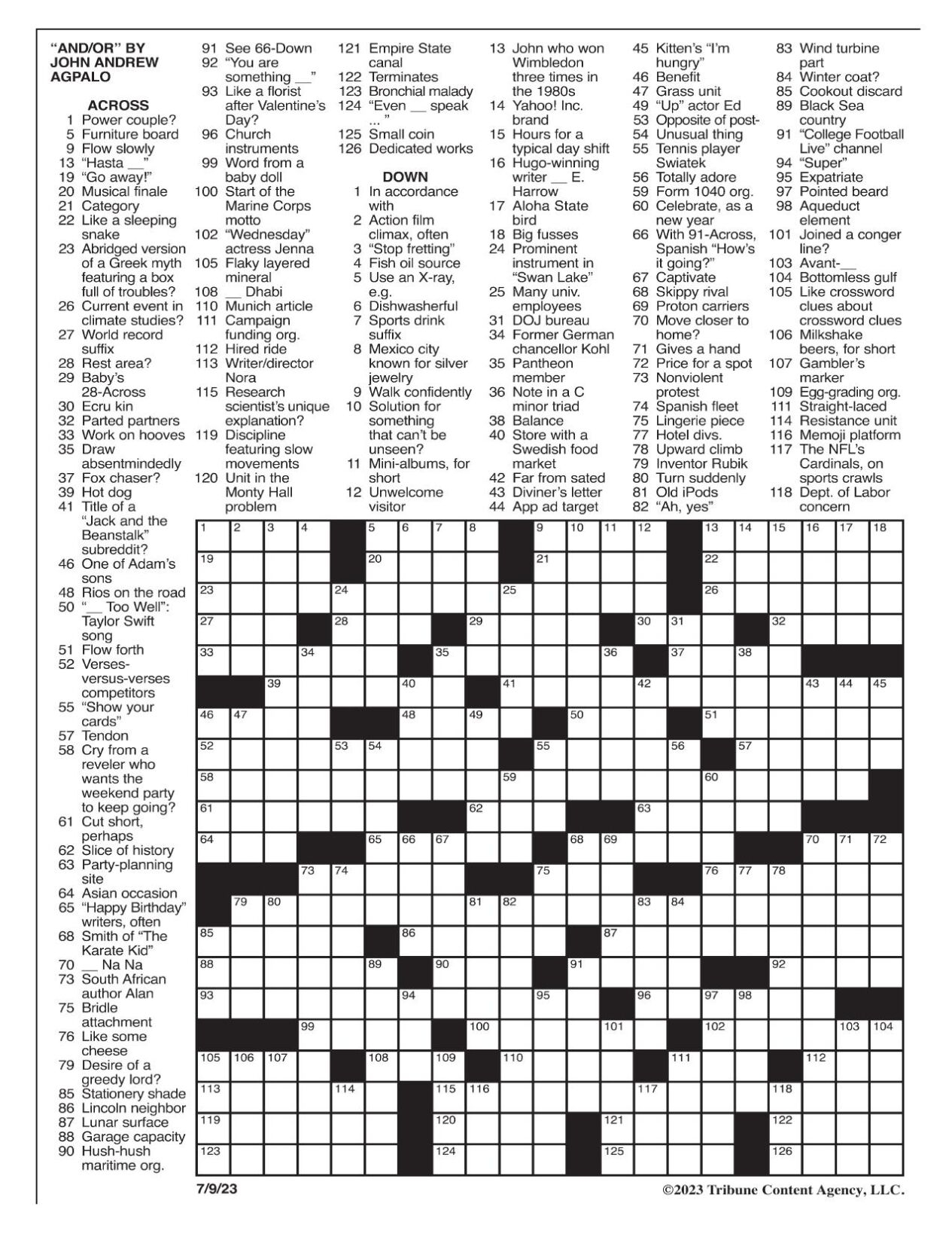 LA Times Crossword July 9 2023 Crosswords Yakimaherald