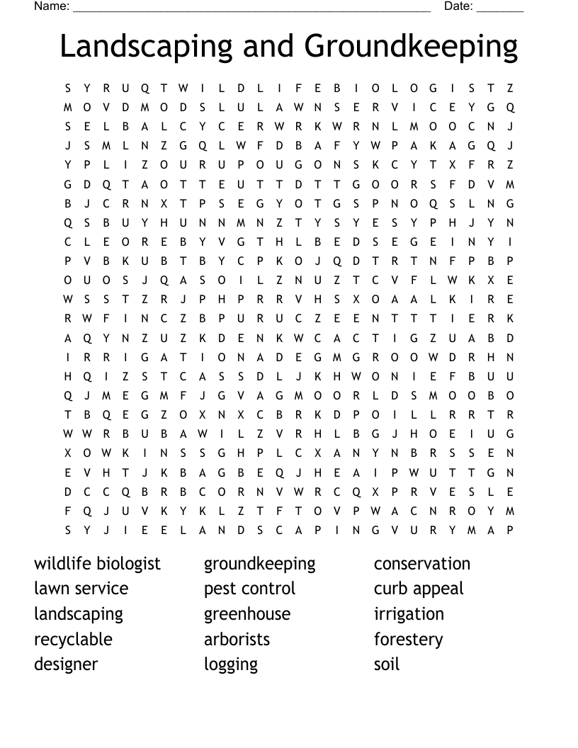 Landscaping And Groundkeeping Word Search WordMint Landscaping And Groundkeeping Word Search WordMint