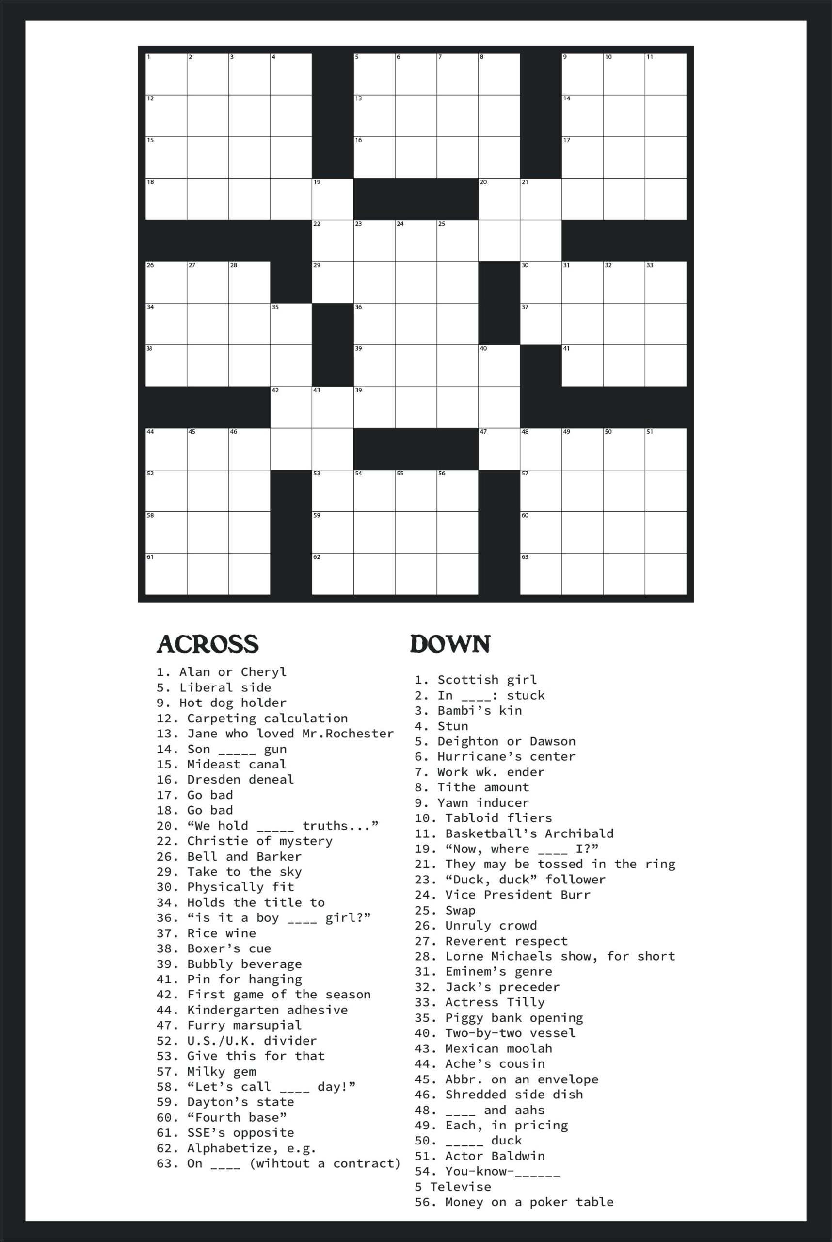 printable crosswords easy adults
