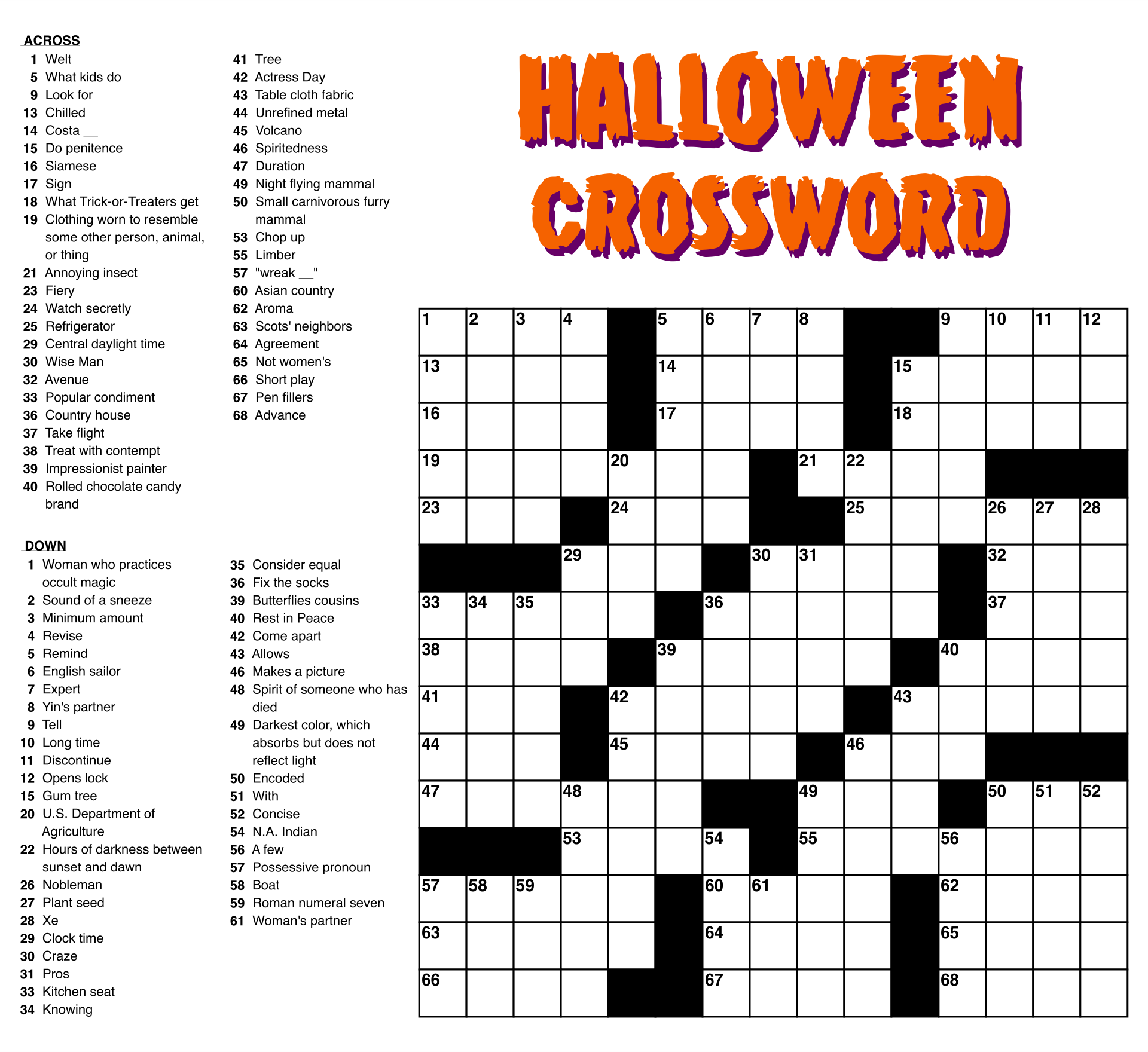 easy large print crossword puzzles