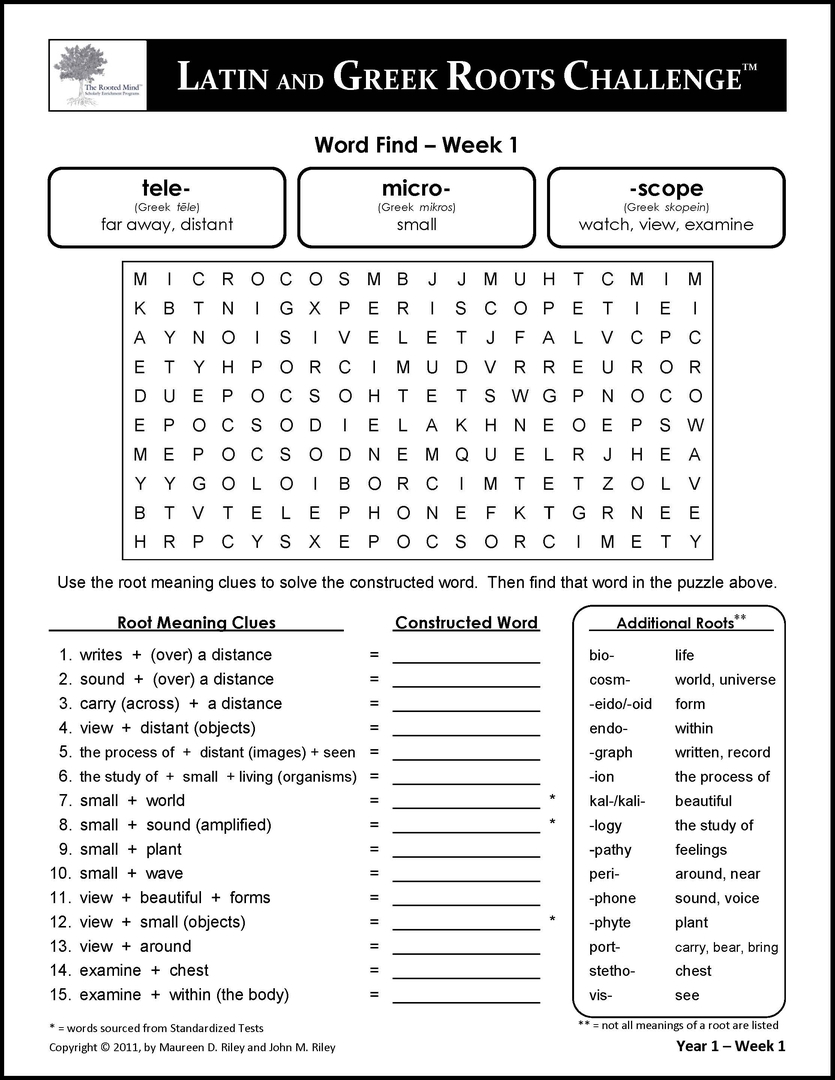 Latin And Greek Roots Challenge Vocabulary Through Root Words Worksheets Library