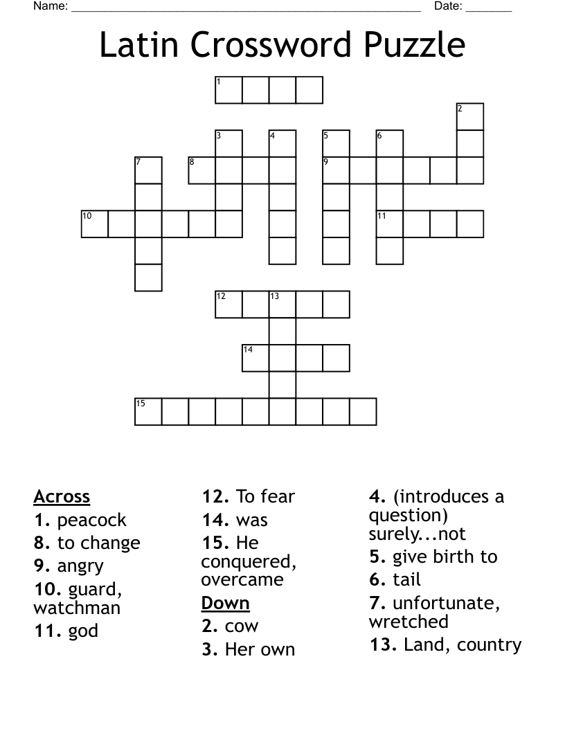 Latin Crossword Puzzle WordMint