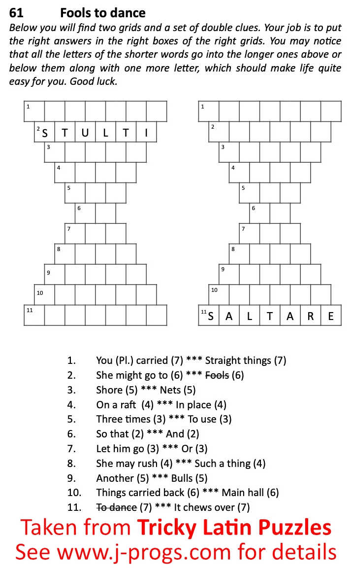 Latin Puzzles By Julian Morgan J PROGS