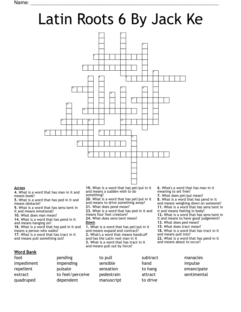 Latin Roots 6 By Jack Ke Crossword WordMint Latin Roots 6 By Jack Ke Crossword WordMint