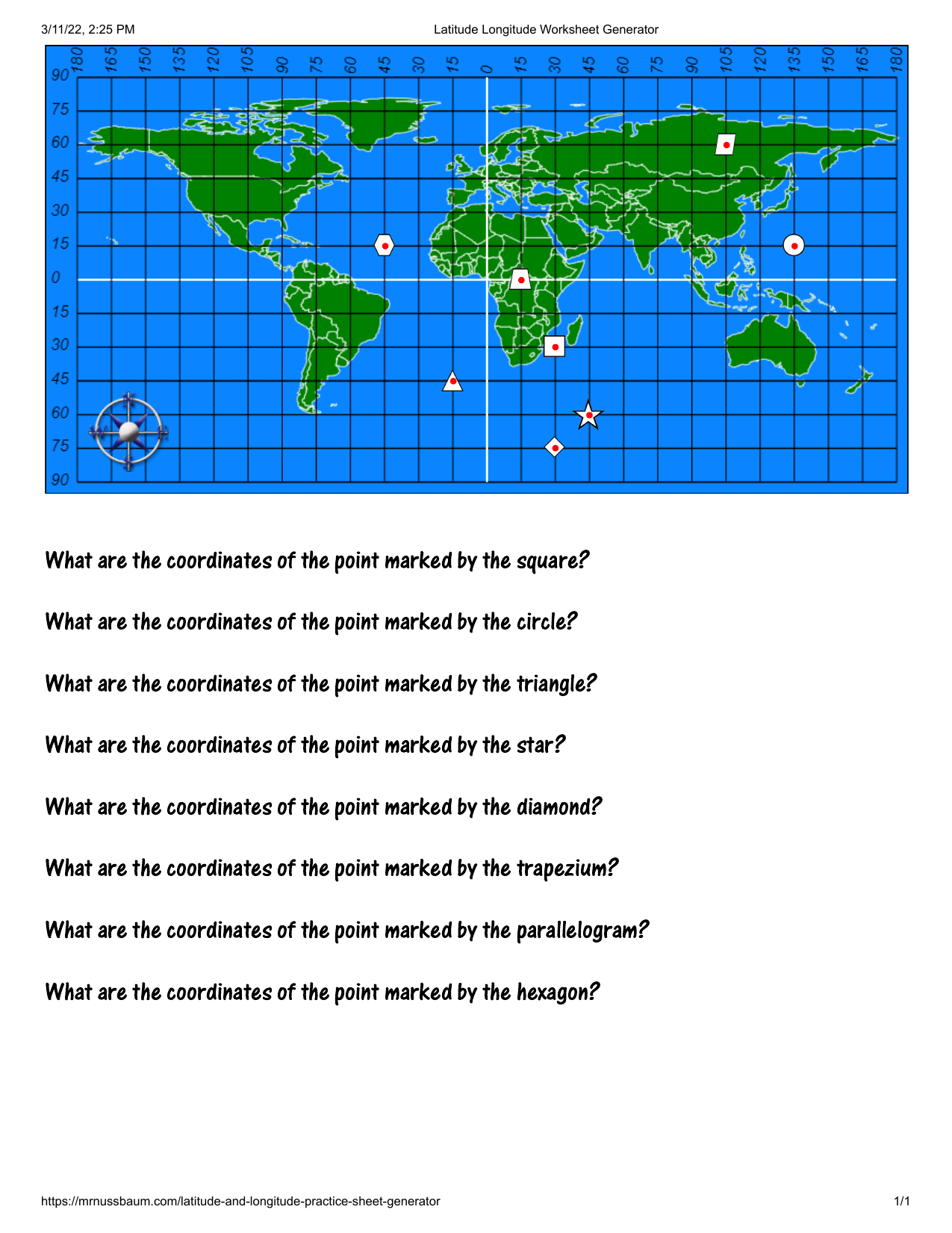 Latitude And Longitude Practice Worksheet