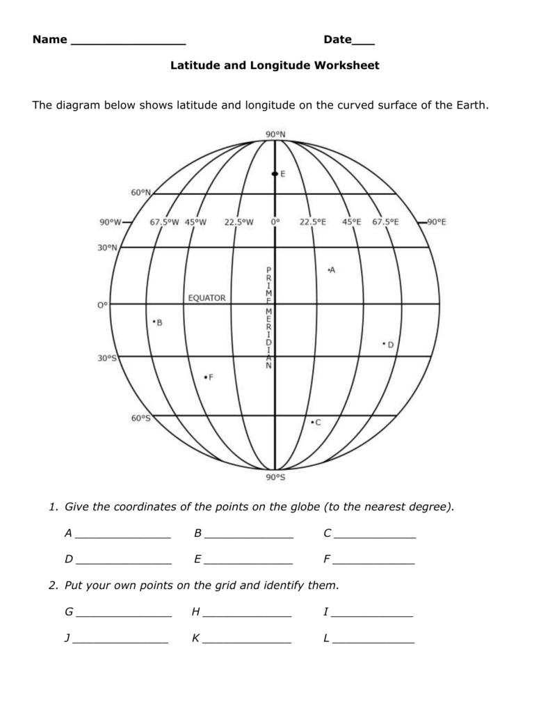 Latitude Longitude Earth Layers Worksheet