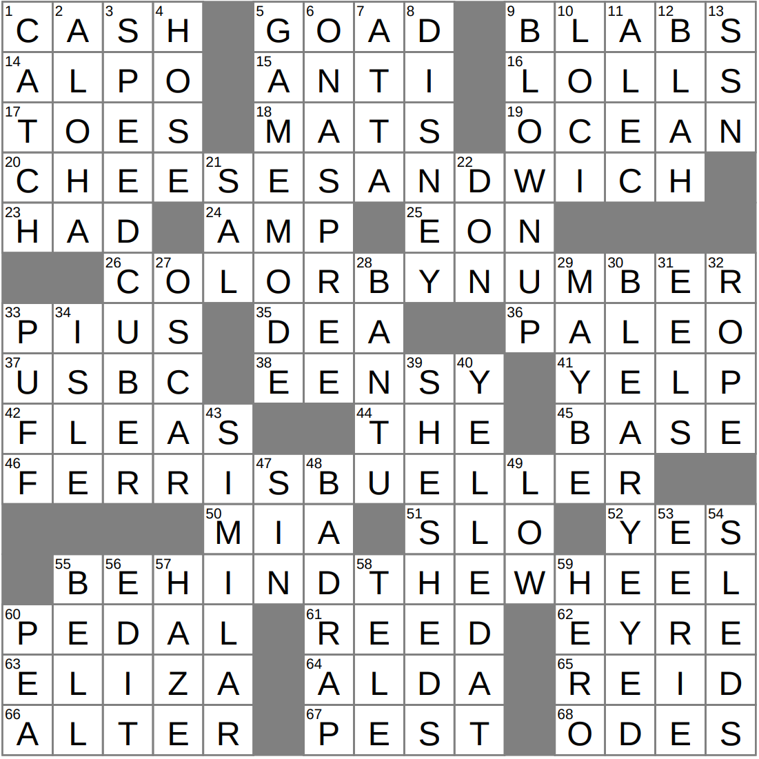 LAXCrossword Answers To The Los Angeles Times Crossword