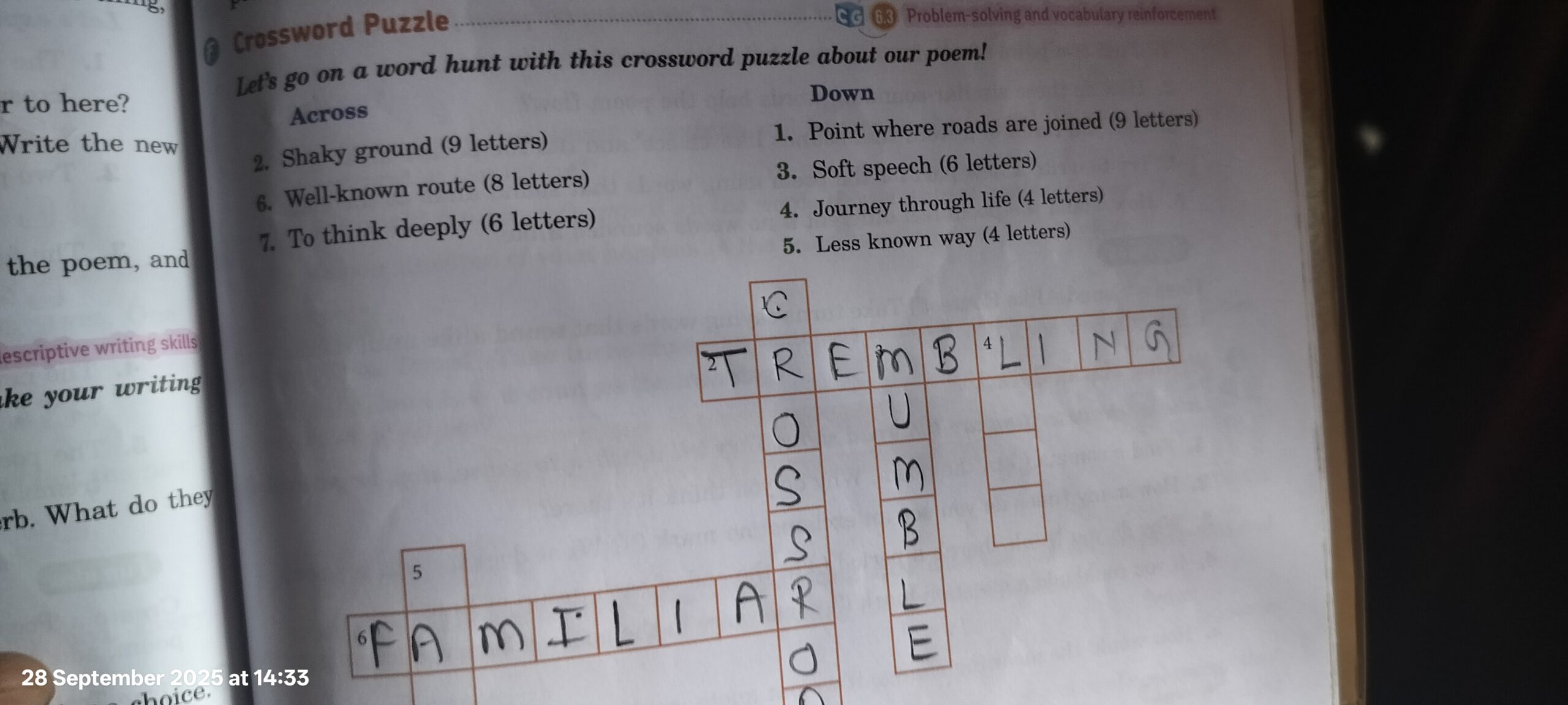 Let s Go On A Word Hunt With This Crossword Puzzle About Our Poem Acros 