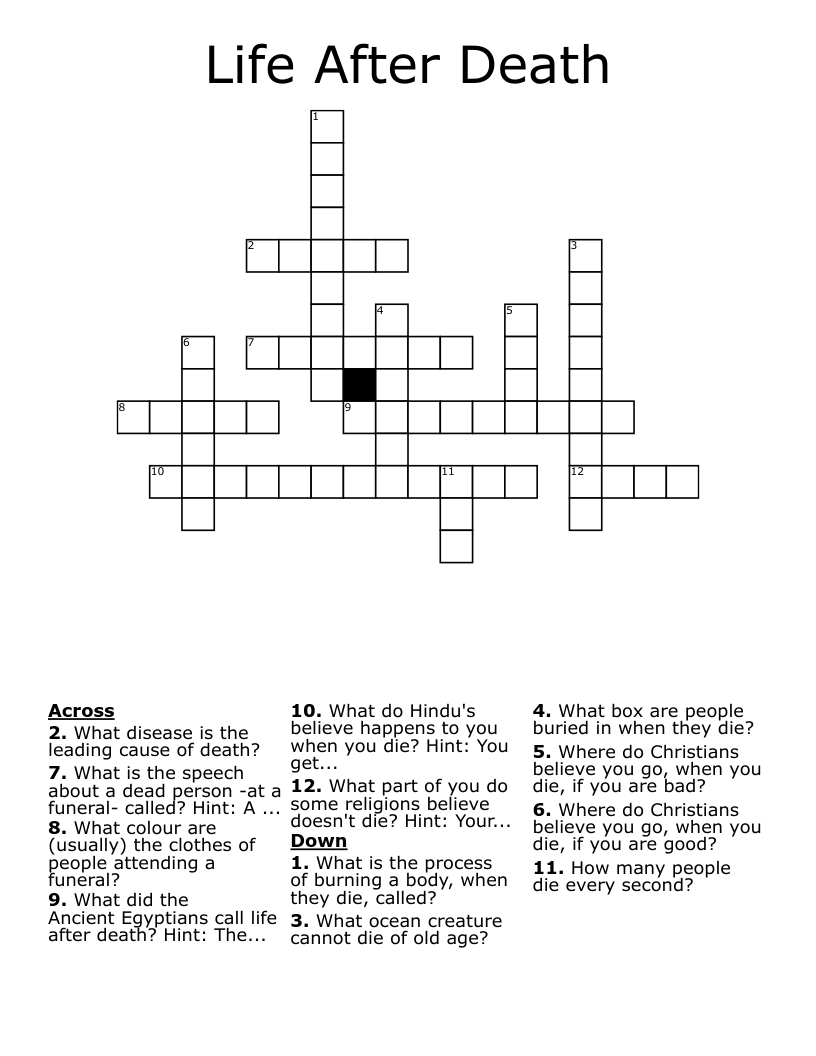 Life After Death Crossword WordMint