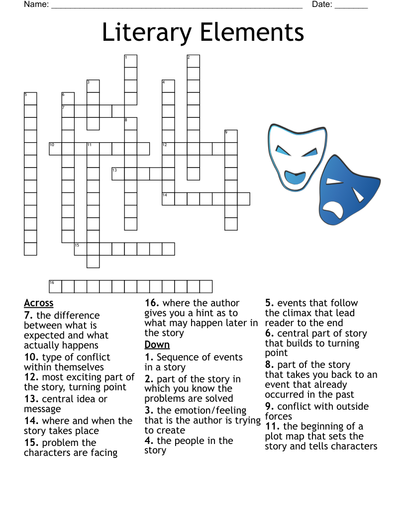 Literary Elements Crossword WordMint Literary Elements Crossword WordMint