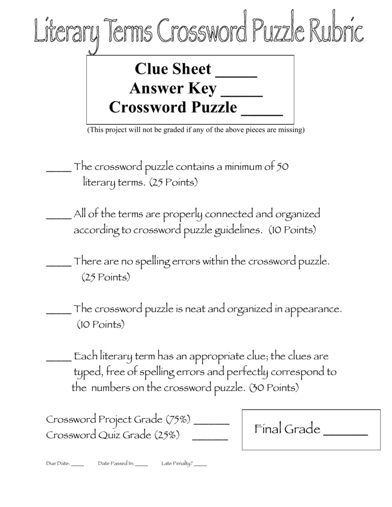 literary terms crossword puzzle literary terms crossword puzzle