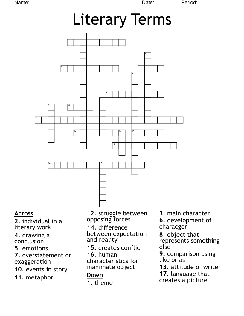 Literary Terms Crossword WordMint Literary Terms Crossword WordMint