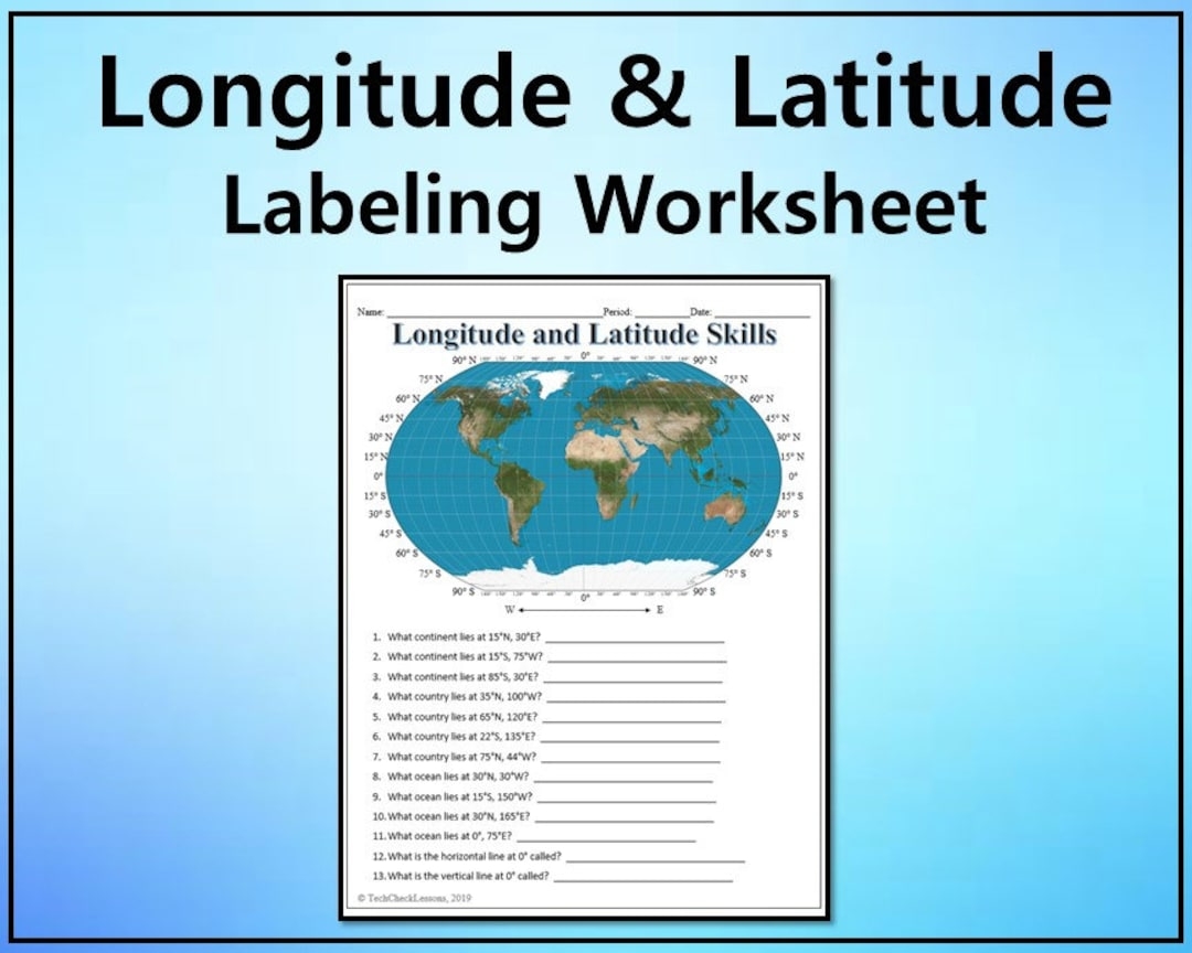longitude and latitude worksheet