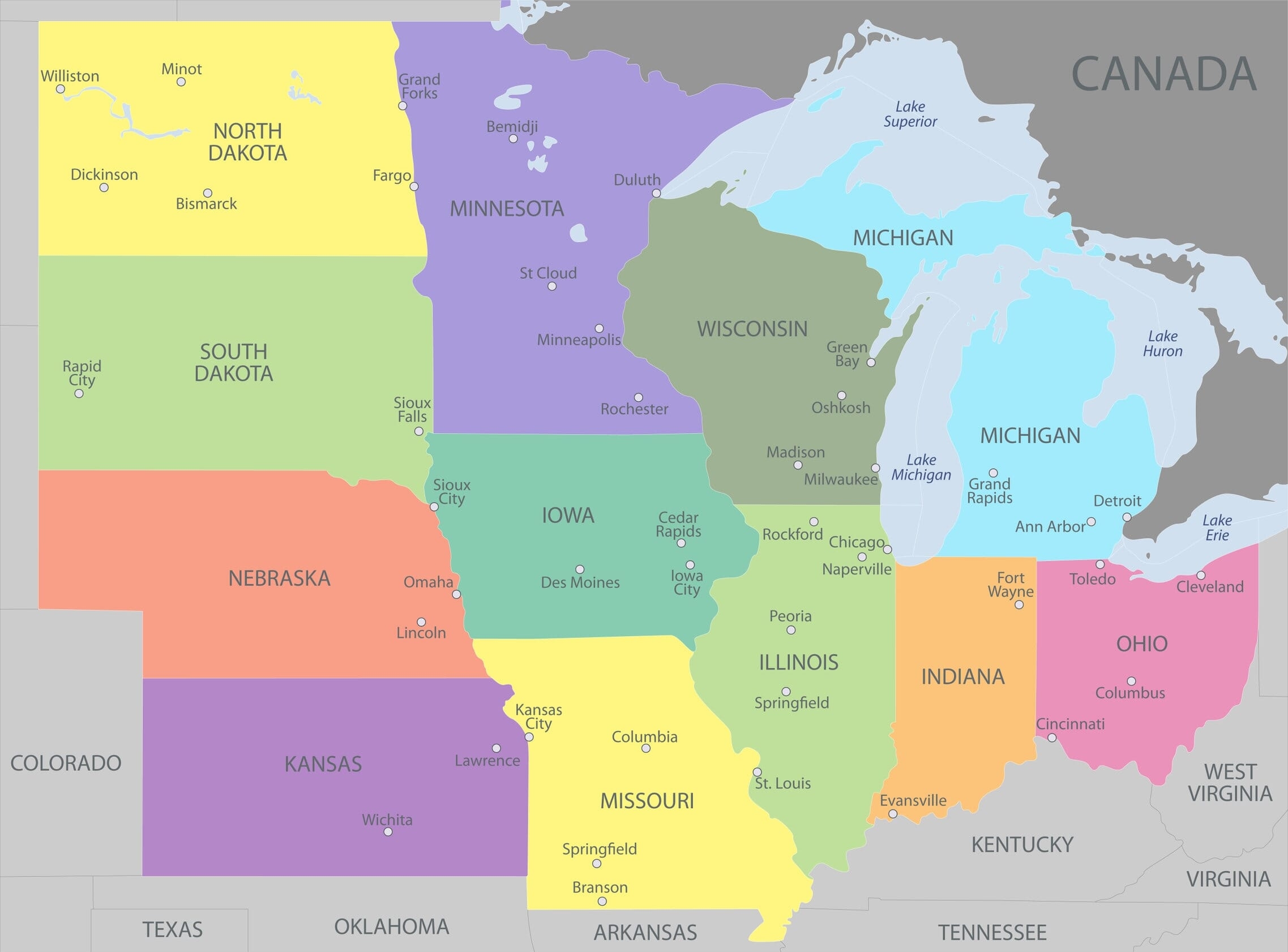 Map Of Midwest US Mappr Map Of Midwest US Mappr