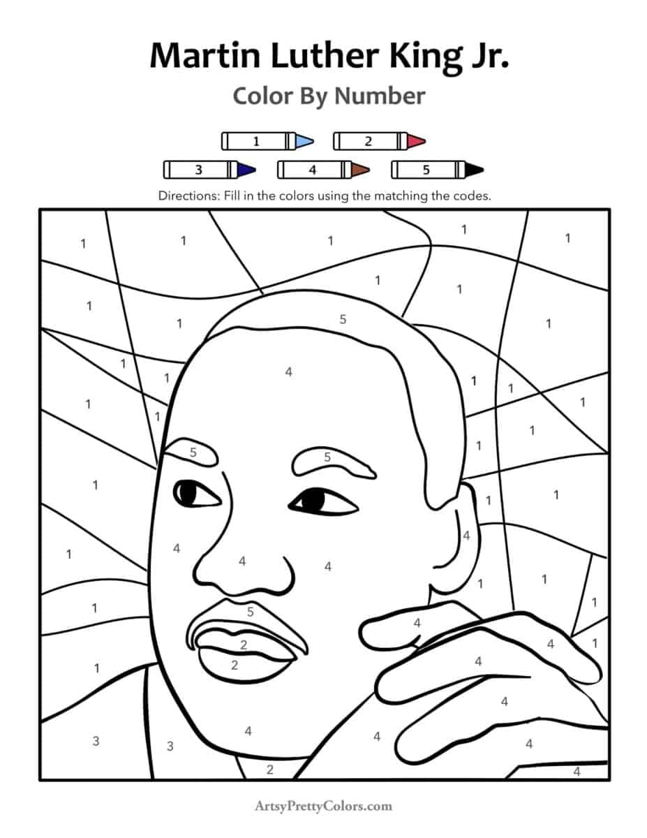 Martin Luther King Color By Number Artsy Pretty Colors Martin Luther King Color By Number Artsy Pretty Colors