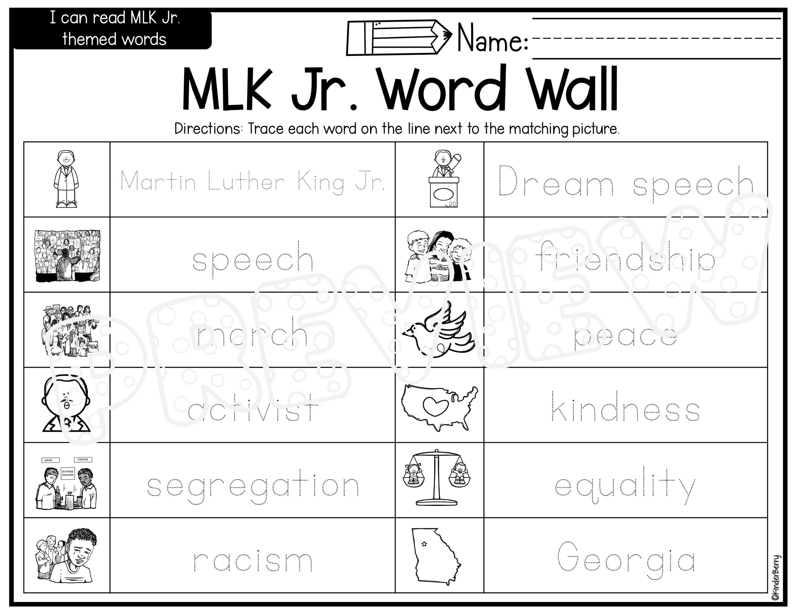 martin luther king jr worksheets