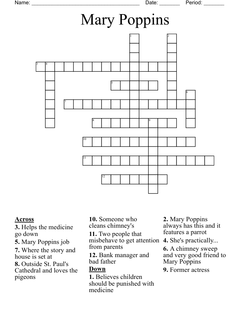 Mary Poppins Crossword WordMint