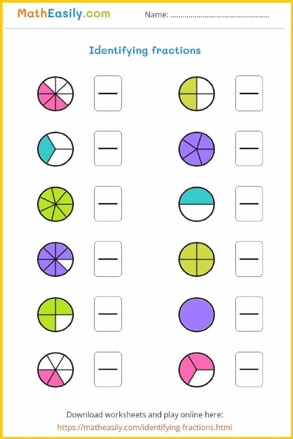 fractions for third graders worksheet