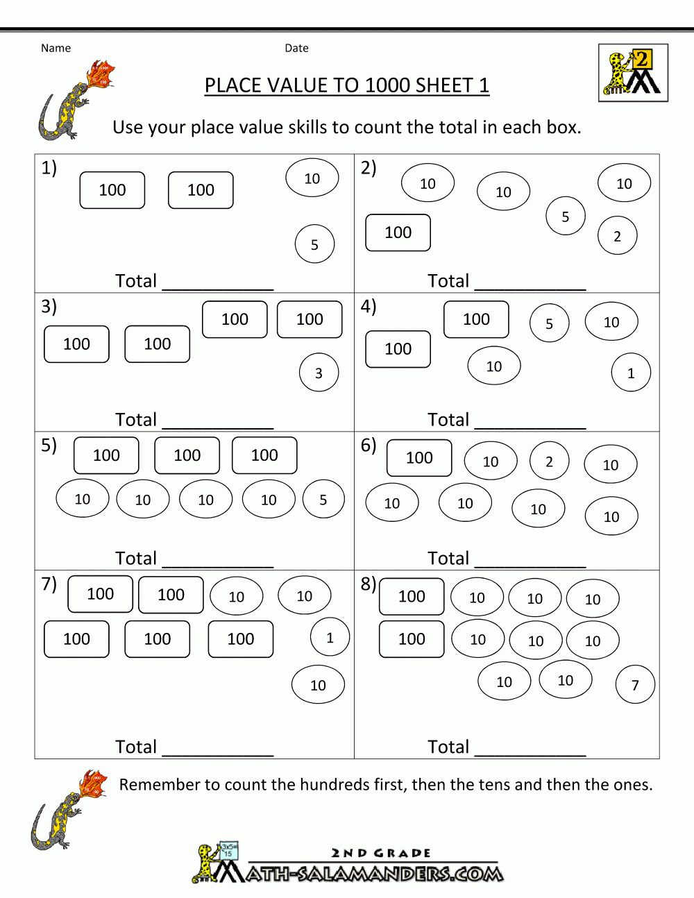 Math Place Value Worksheets To Hundreds