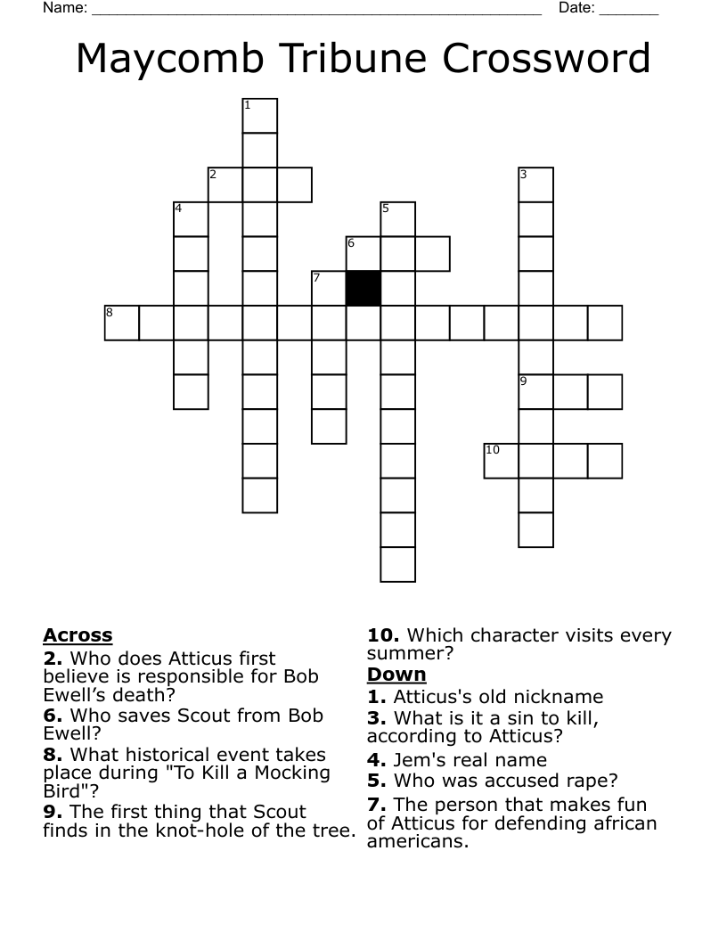 Maycomb Tribune Crossword WordMint
