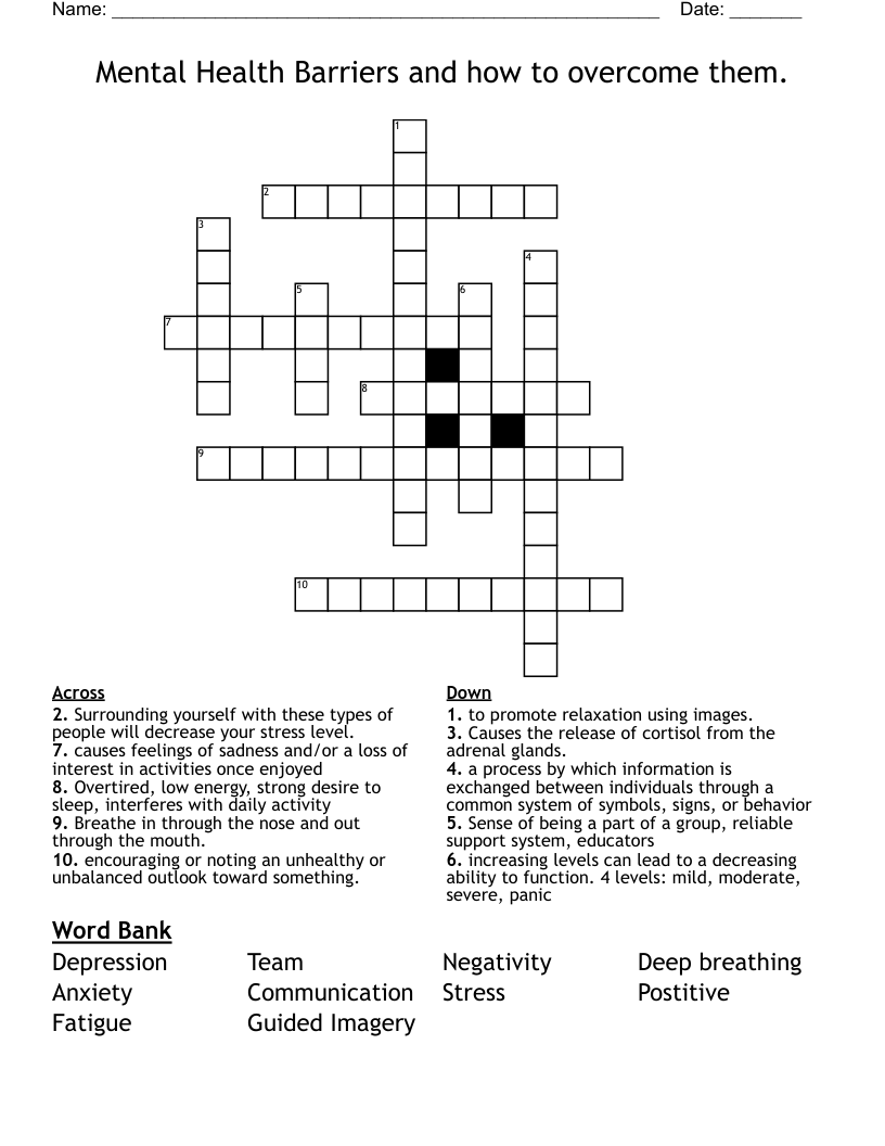 Mental Health Barriers And How To Overcome Them Crossword WordMint Mental Health Barriers And How To Overcome Them Crossword WordMint