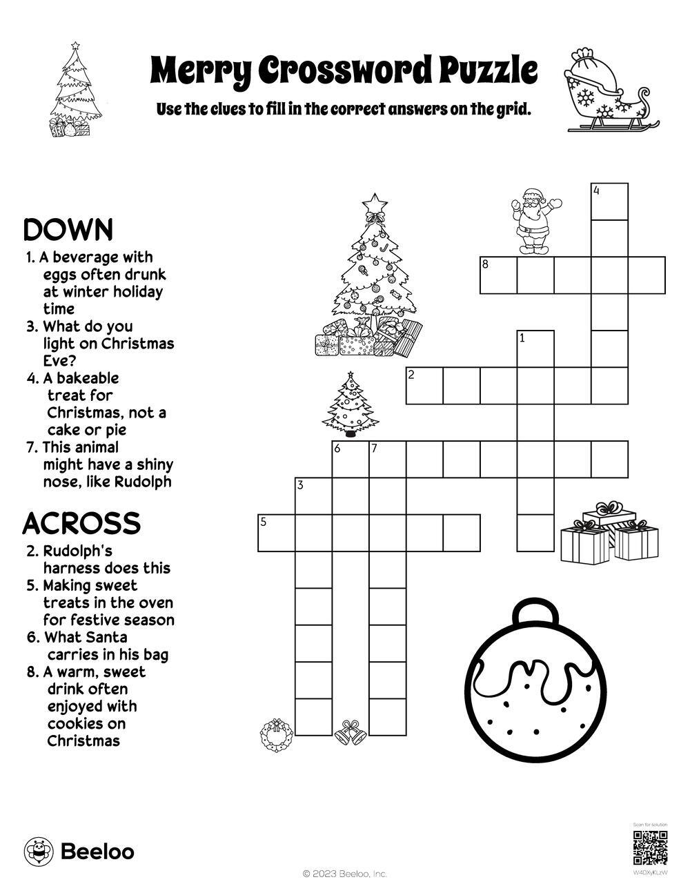 Merry Crossword Puzzle Beeloo Printable Crafts And Activities For Kids