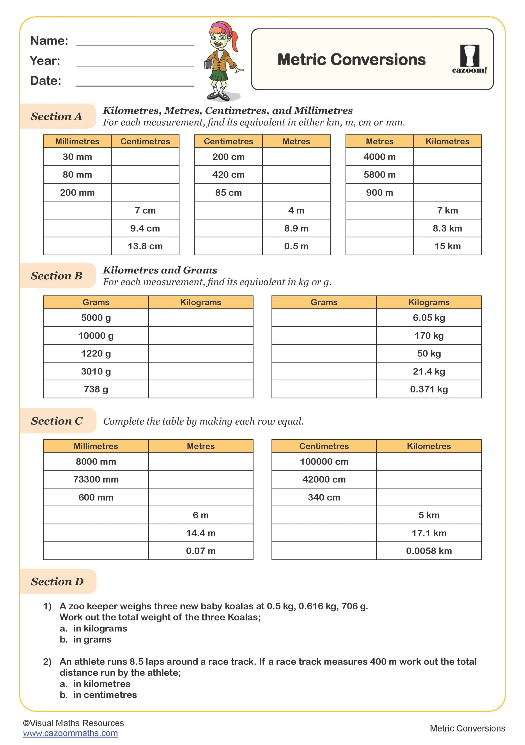 Metric Conversions Worksheet Key Stage 2 PDF Measurement Worksheets Metric Conversions Worksheet Key Stage 2 PDF Measurement Worksheets