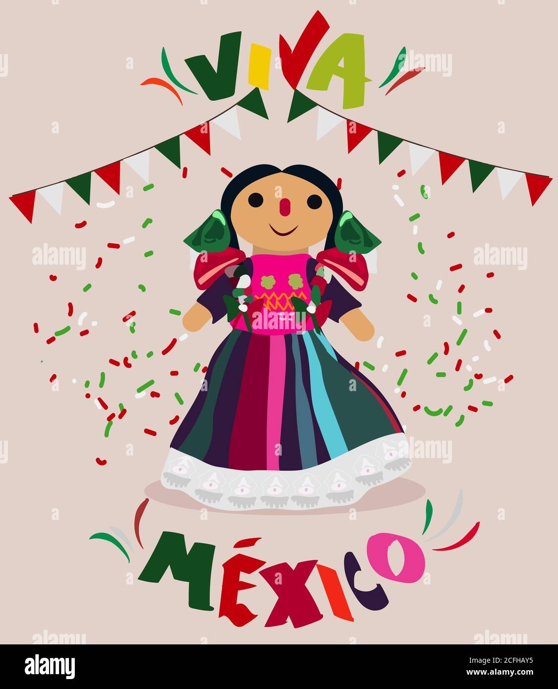 Mexican Independence Day Celebration Text In Spanish Long Live Mexico Stock Vector Image Art Alamy