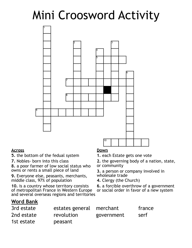 state of france crossword