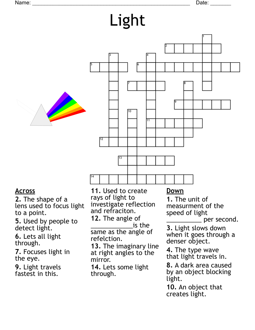 Mirrors And Lenses Crossword WordMint