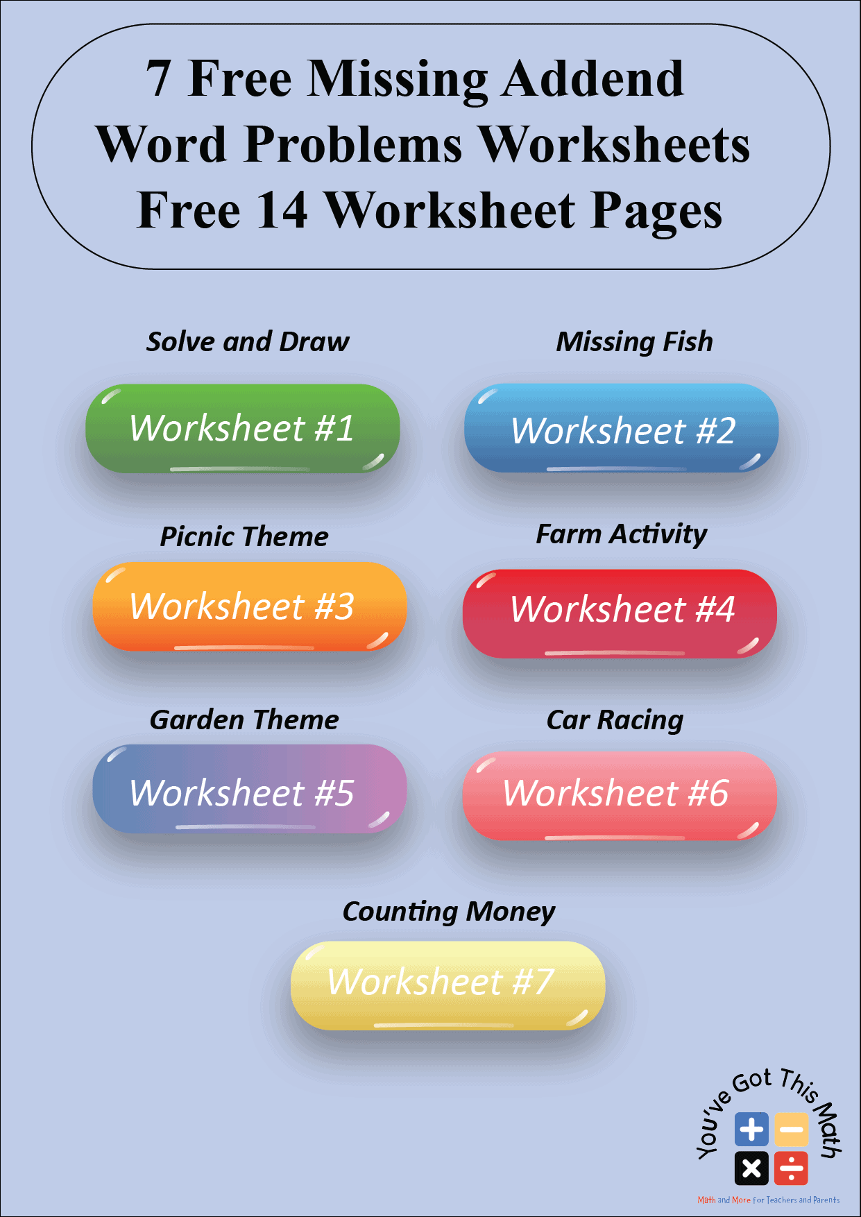 Missing Addend Word Problems 7 Free Worksheets