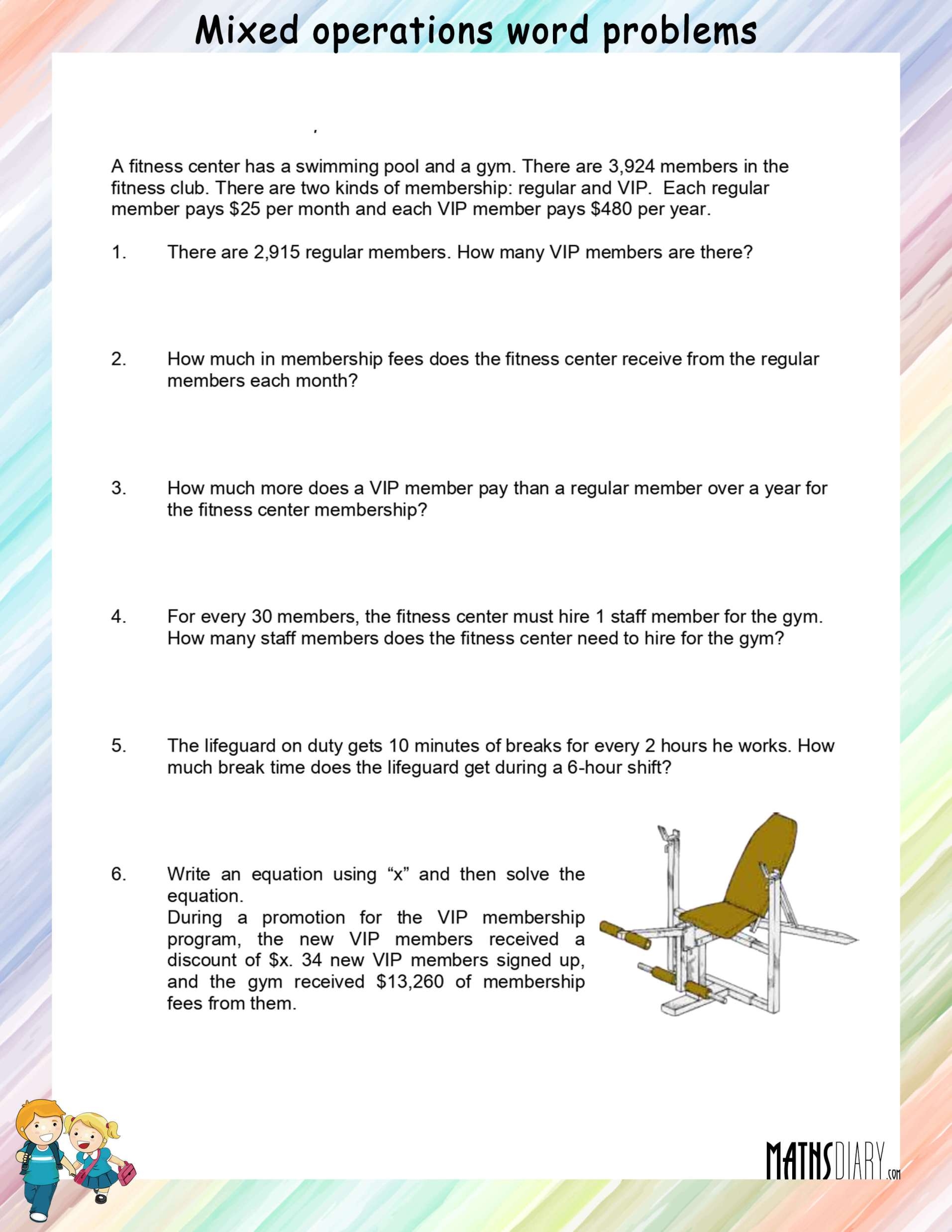 Mixed Operations Word Problems Worksheets Math Worksheets Worksheets Library