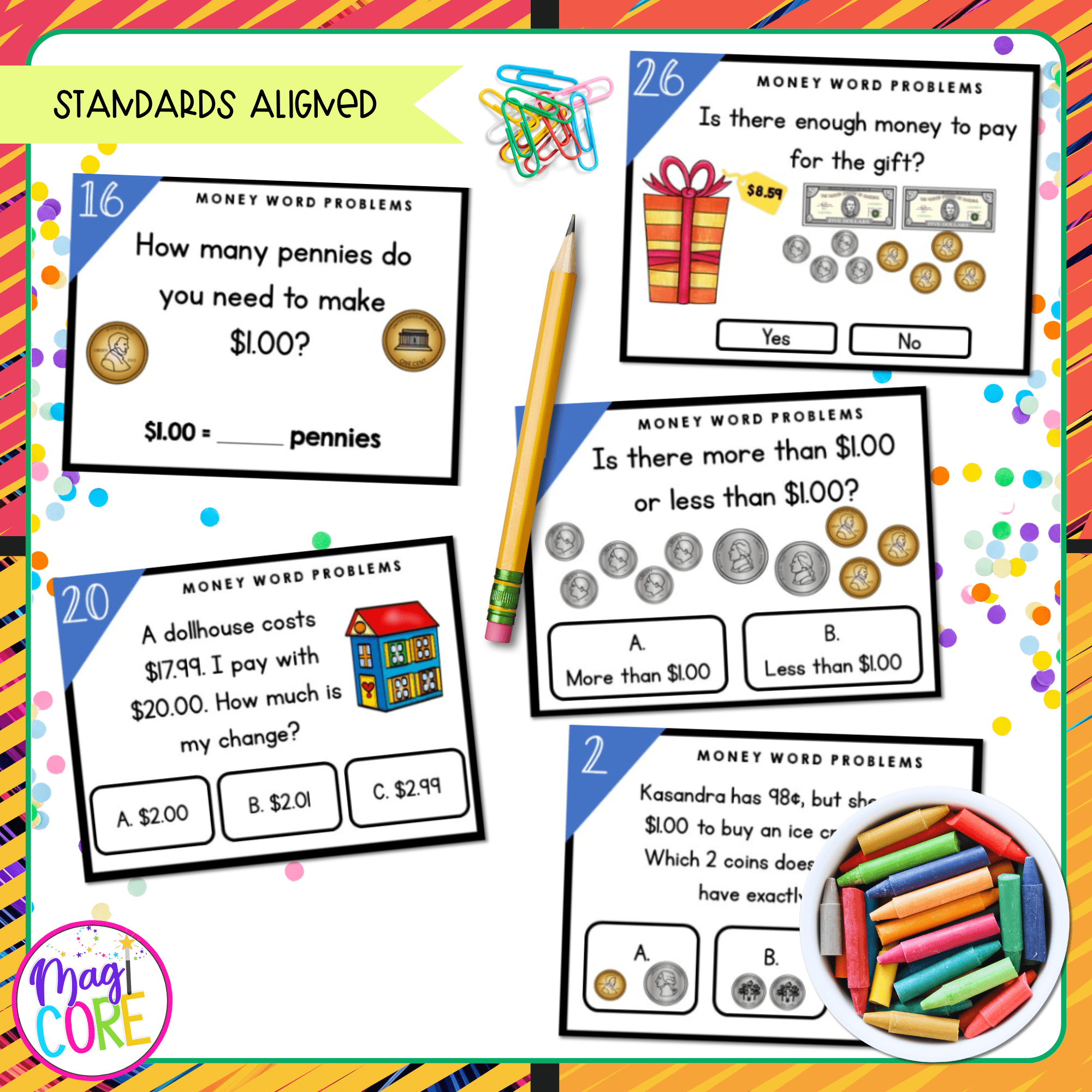 Money Word Problems 2nd Grade Math Task Cards 2 MD C 8 MagiCore Money Word Problems 2nd Grade Math Task Cards 2 MD C 8 MagiCore