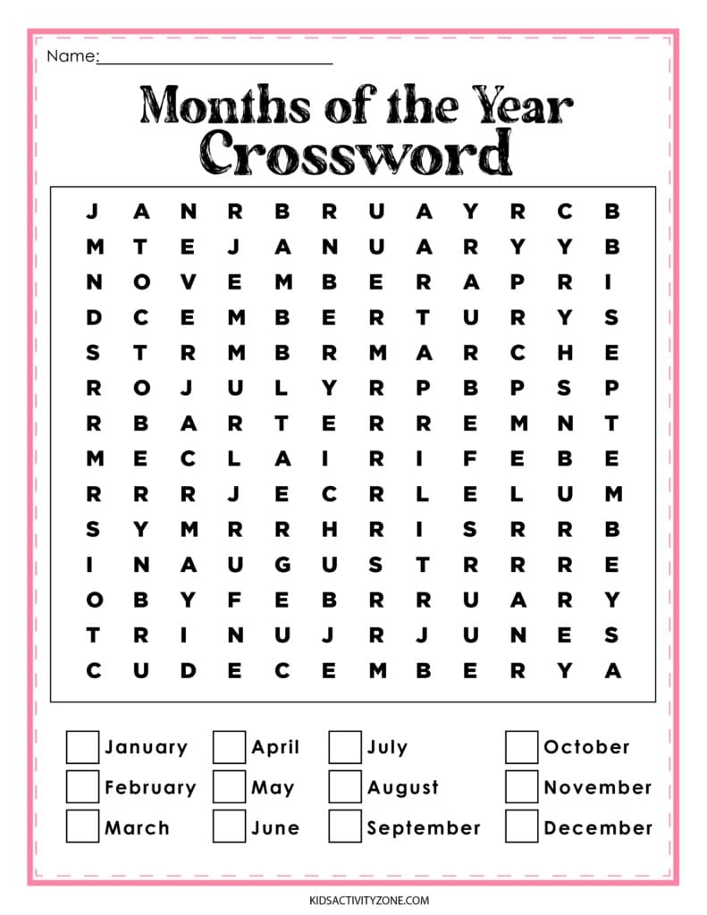 Months Of The Year Worksheets Kids Activity Zone