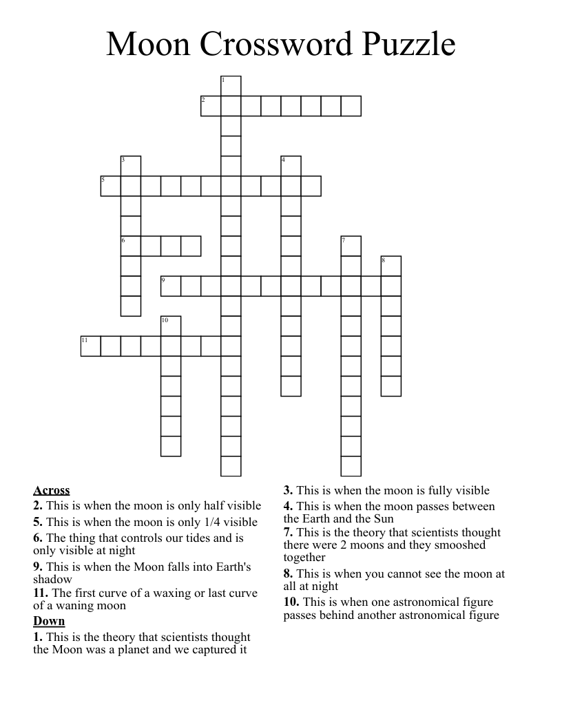 Moon Crossword Puzzle WordMint