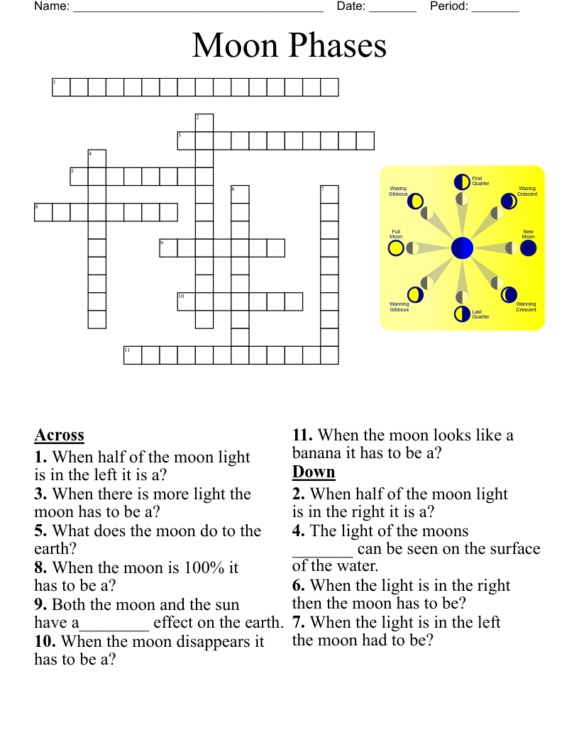 Moon Phases Crossword WordMint