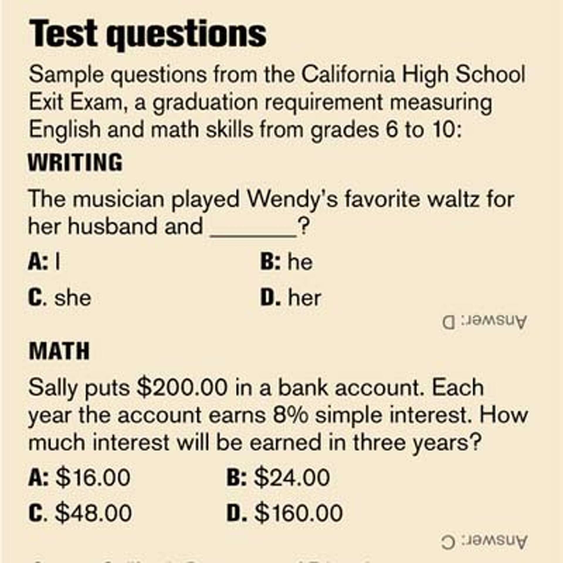exam for college seniors crossword