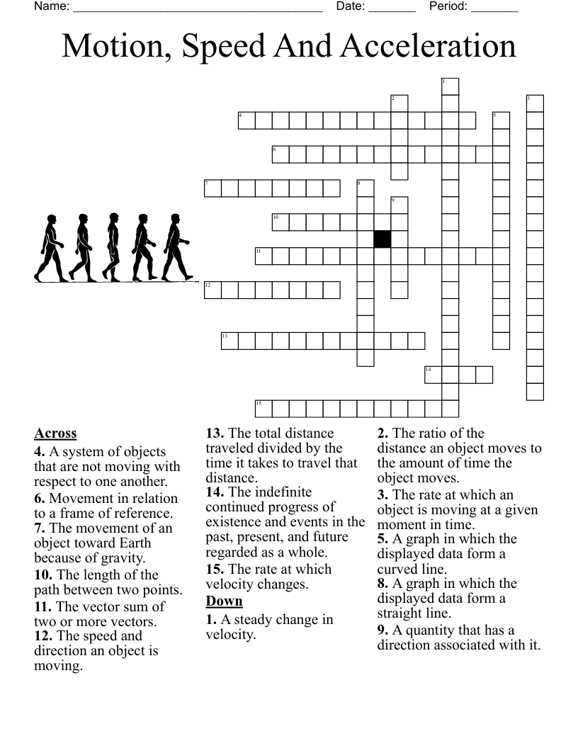 Motion Speed And Acceleration Crossword WordMint
