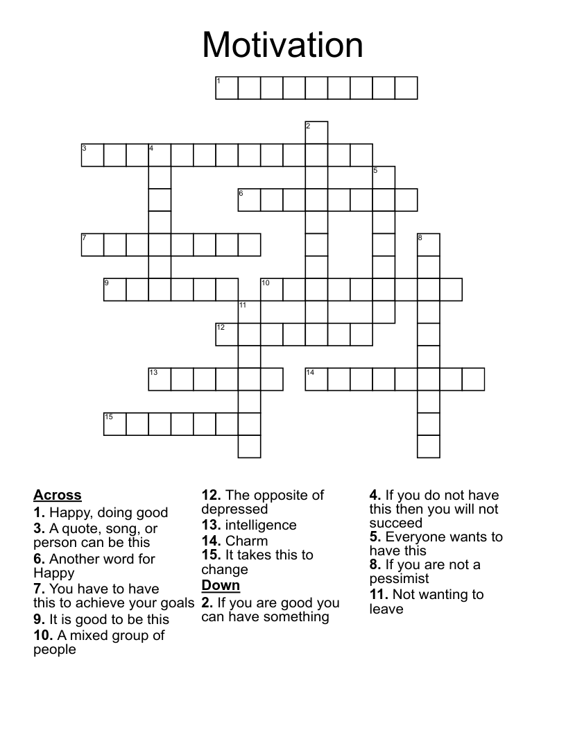 Motivation Crossword WordMint Motivation Crossword WordMint
