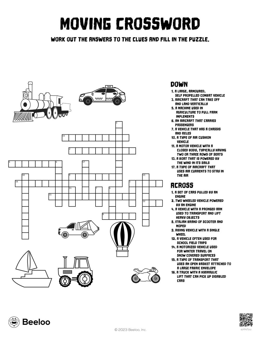 Moving Crossword Beeloo Printable Crafts And Activities For Kids